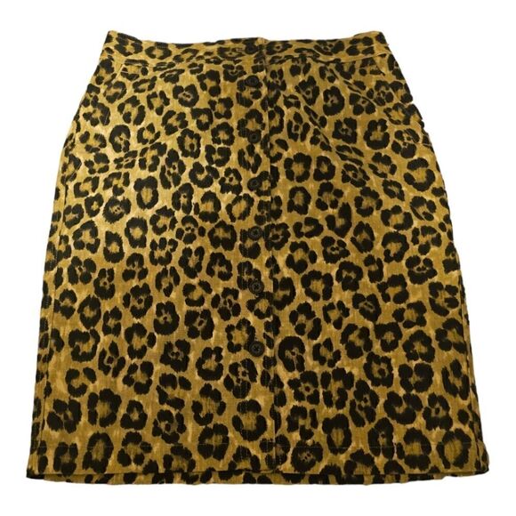 LAUREN RALPH LAUREN Leopard Linen Cotton Skirt - Size 8 - Picture 1 of 5